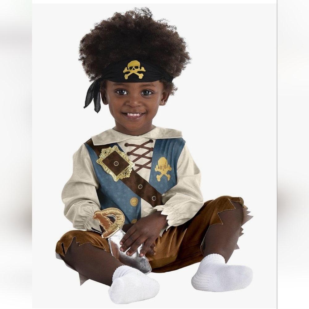 Infant Shipwrecked Pirate Kids Costume - Blue and Brown Sz 12-24 Months